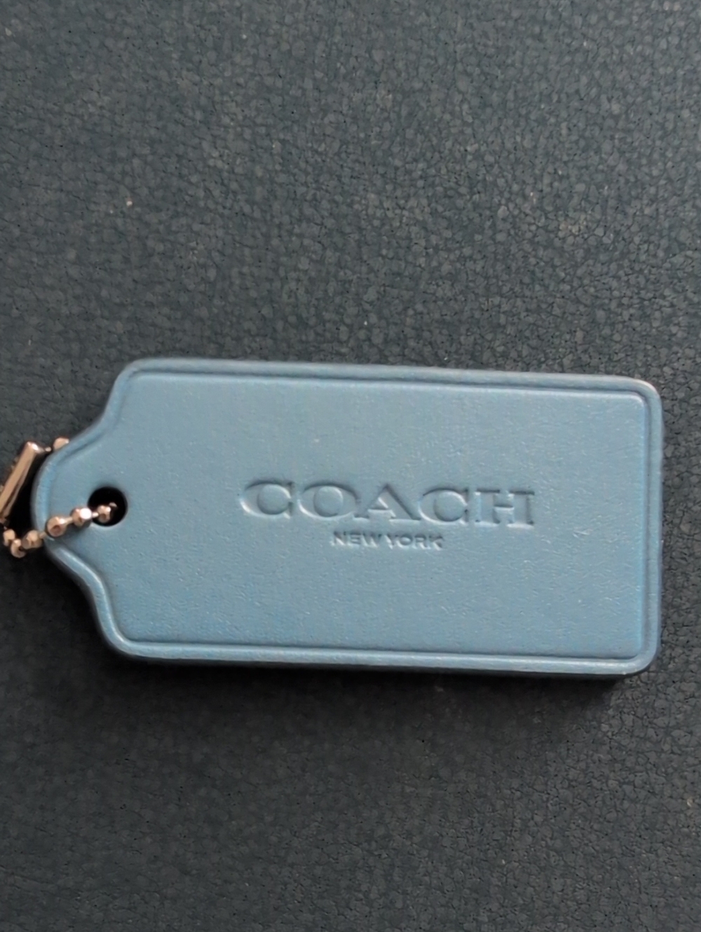 NWOT *RARE* Coach Light Blue Leather Key Tag with Embossed Logo & Butterfly